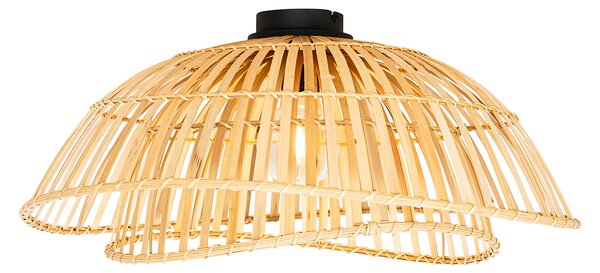 Orientalna lampa sufitowa czarna z naturalnym bambusem 62 cm - Pua