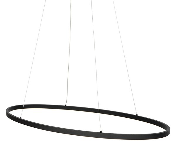 Designerska lampa wisząca czarna owalna z wbudowanym LED 3-stopniowo ściemnialna - Ovallo