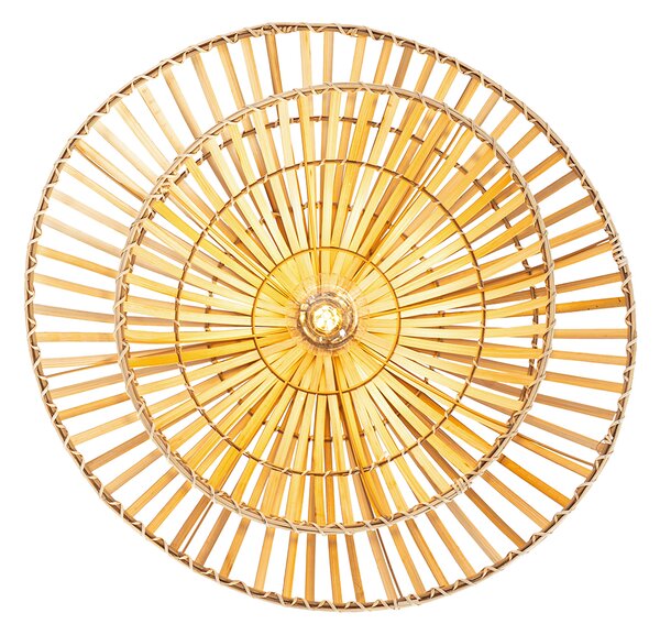 Orientalna lampa sufitowa czarna z naturalnym bambusem 62 cm - Pua