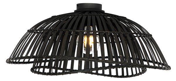 Orientalna lampa sufitowa czarna z bambusa 62 cm - Pua