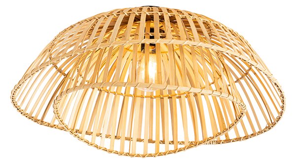 Orientalna lampa sufitowa czarna z naturalnym bambusem 62 cm - Pua