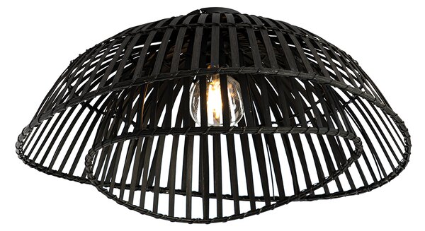 Orientalna lampa sufitowa czarna z bambusa 62 cm - Pua