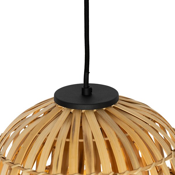 Orientalna lampa wisząca czarna z naturalnym bambusem 3-światłowa - Pua