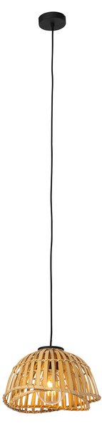 Orientalna lampa wisząca czarna z naturalnym bambusem 30 cm - Pua