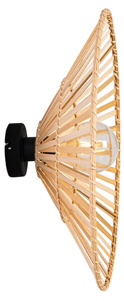 Orientalna lampa ścienna czarna z naturalnym bambusem - Pua