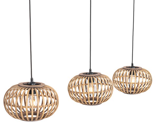Orientalna lampa wisząca bambusowa 3-światłowa prostokątna - Amira