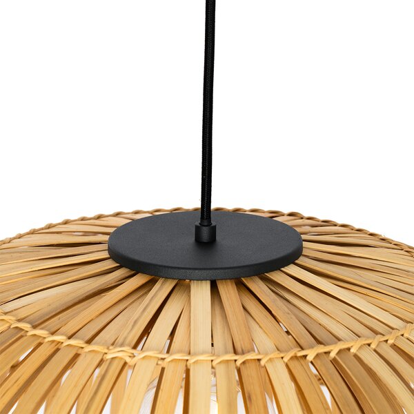 Orientalna lampa wisząca czarna z naturalnym bambusem 62 cm - Pua