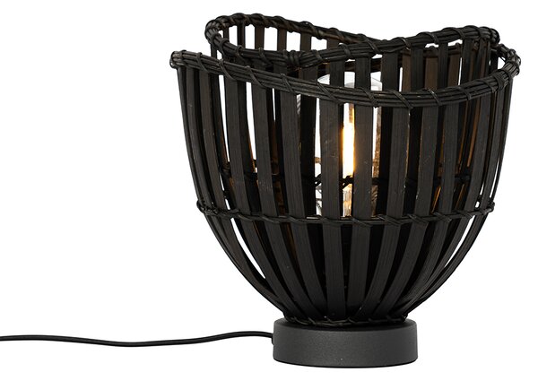 Orientalna lampa stołowa z czarnego bambusa - Pua