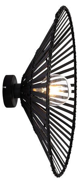 Orientalna lampa ścienna czarna z bambusa - Pua