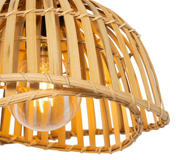 Orientalna lampa wisząca czarna z naturalnym bambusem 30 cm - Pua