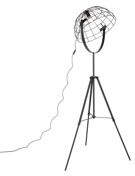 Industrialna lampa podłogowa na statywie czarna 50 cm regulowana - Hanze
