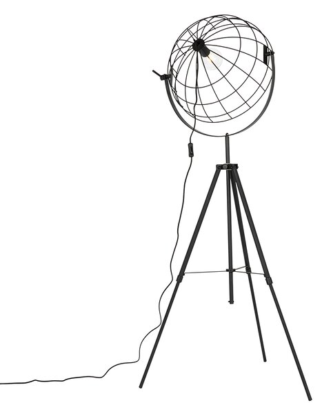 Industrialna lampa podłogowa na statywie czarna 50 cm regulowana - Hanze