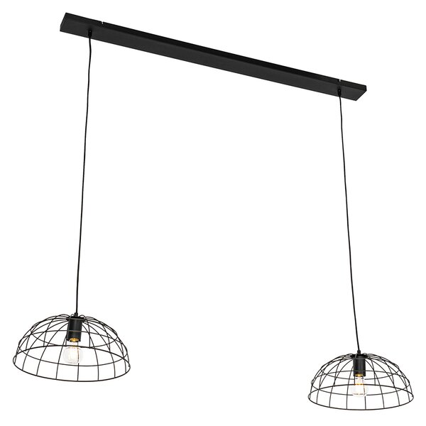 Industrialna lampa wisząca czarna 2-źródła światła - Hanze