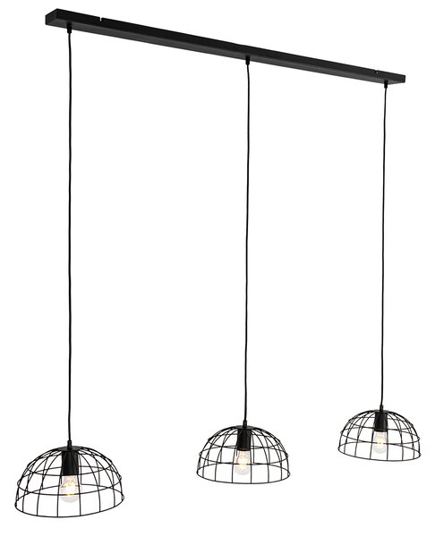 Industrialna lampa wisząca czarna 3-światłowa - Hanze