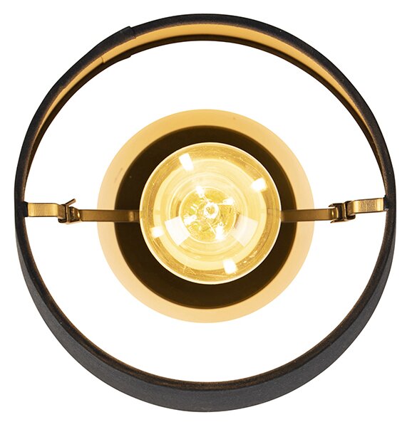 Lampa sufitowa z abażurem z bawełny czarna ze złotem 20 cm - Combi Black