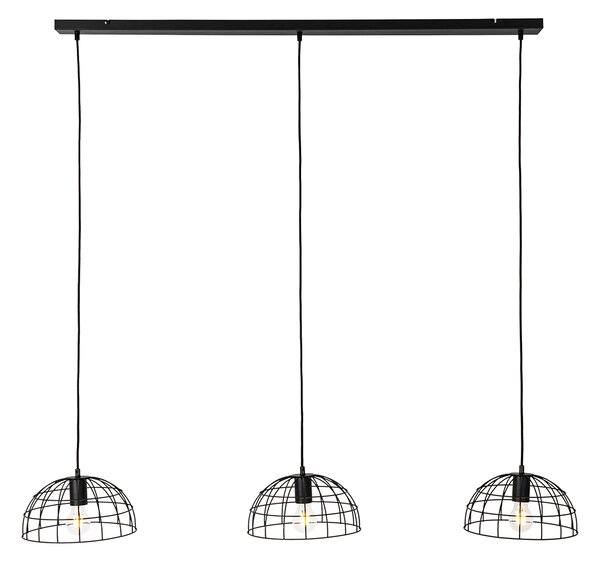 Industrialna lampa wisząca czarna 3-światłowa - Hanze