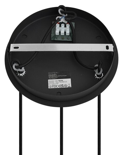 Lampa wisząca art deco czarna z przydymionym szkłem okrągła 3-światłowa - Vidro
