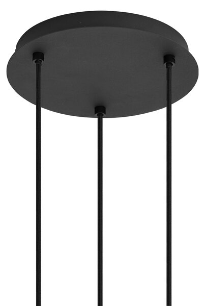 Lampa wisząca art deco czarna z przydymionym szkłem okrągła 3-światłowa - Vidro