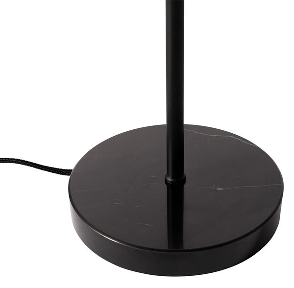Nowoczesna lampa stołowa czarna z opalowym szkłem - Drop