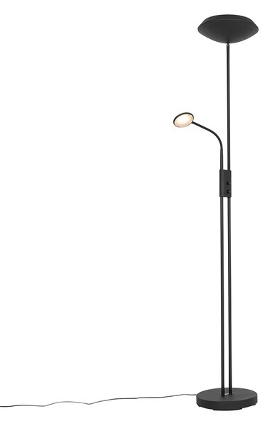 Lampa stojąca czarna w tym LED i ściemniacz z lampką do czytania - Fez