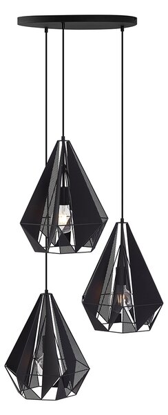 Industrialna lampa wisząca czarna z siatką 3-światłowa - Carcass