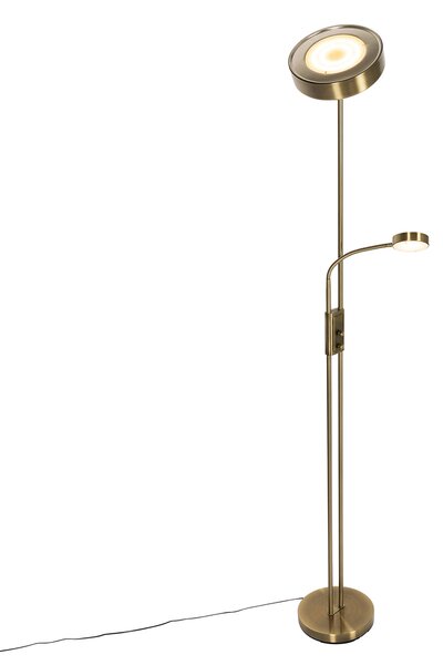 Lampa stojąca brązowa z LED i ściemniaczem z lampką do czytania - Kelso