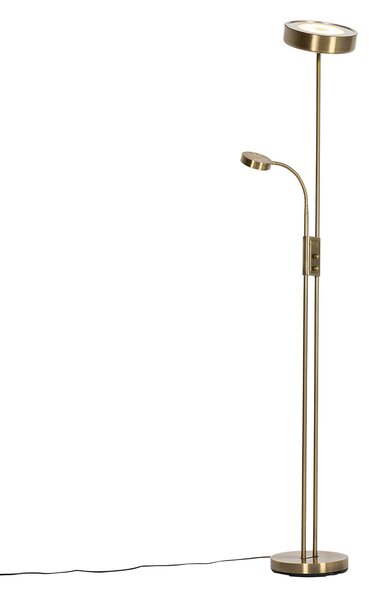 Lampa stojąca brązowa z LED i ściemniaczem z lampką do czytania - Kelso