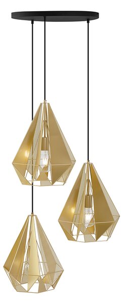 Industrialna lampa wisząca złota z siatką 3-punktowa - Carcass
