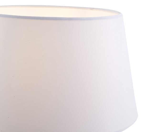 Lampa stojąca brązowa z białym kloszem i regulowaną lampką do czytania - Ladas