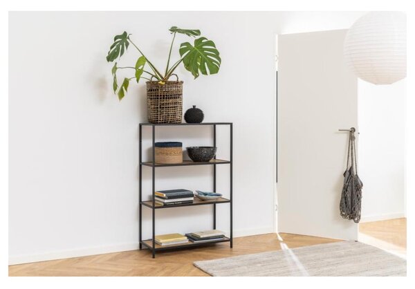 Czarno-naturalny regał w dekorze dębu 77x114 cm Seaford – Actona