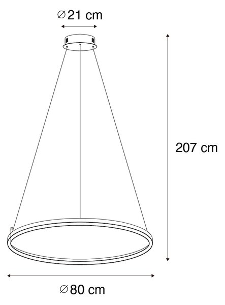 Lampa wisząca czarna 80 cm w komplecie z LED 3-stopniowo ściemnialna - Girello