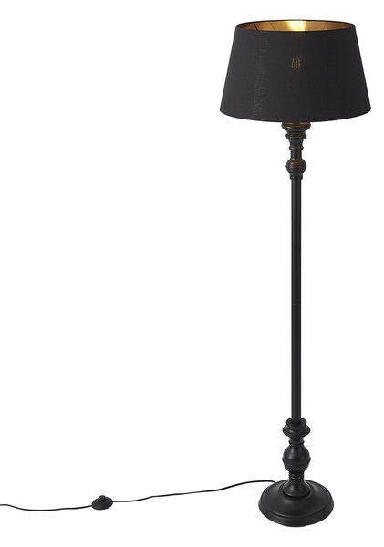 Lampa podłogowa z abażurem 45 cm czarna ze złotym wnętrzem - Classico