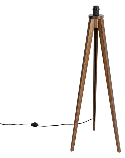 Rustykalna lampa podłogowa statyw orzechowe drewno - Tripod Classic