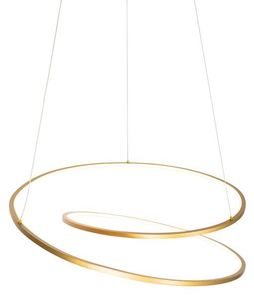 Designerska lampa wisząca złota 72 cm z wbudowanym LED 3-stopniowo ściemnialna - Rowan
