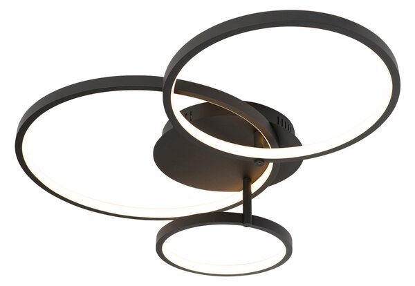 Inteligentna lampa sufitowa czarna 3-światłowa z pilotem - Rondas