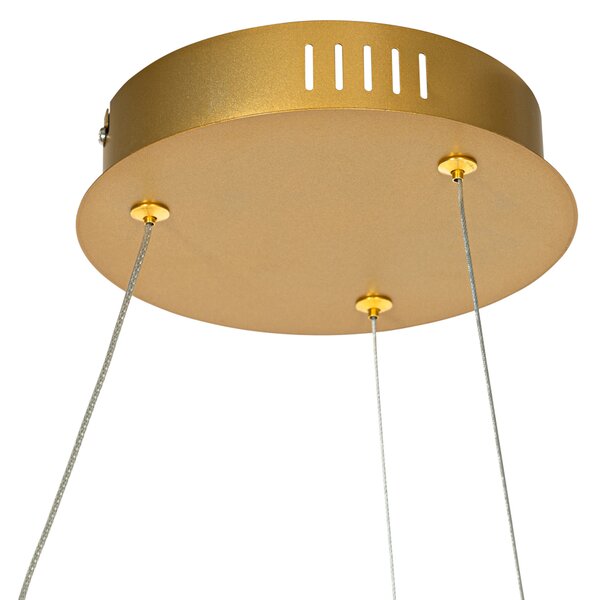Designerska lampa wisząca złota 72 cm z wbudowanym LED 3-stopniowo ściemnialna - Rowan