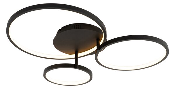 Inteligentna lampa sufitowa czarna 3-światłowa z pilotem - Rondas