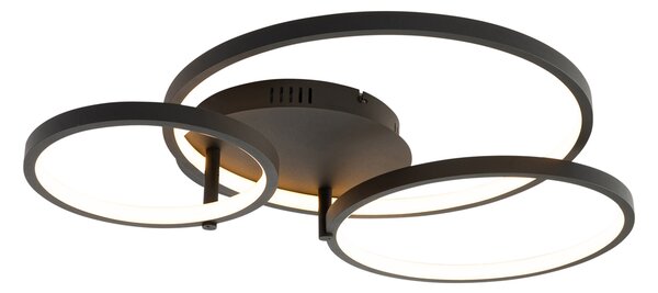 Inteligentna lampa sufitowa czarna 3-światłowa z pilotem - Rondas
