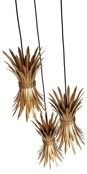 Lampa wisząca art deco złota 3-światłowa - Wesley