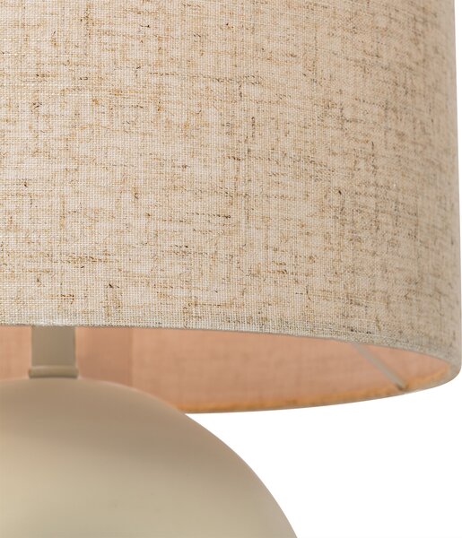 Designerska lampa stołowa beżowa z abażurem z lnu beżowym - Lotti