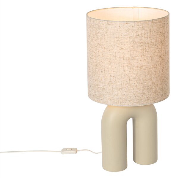 Designerska lampa stołowa beżowa z abażurem z lnu beżowym - Lotti