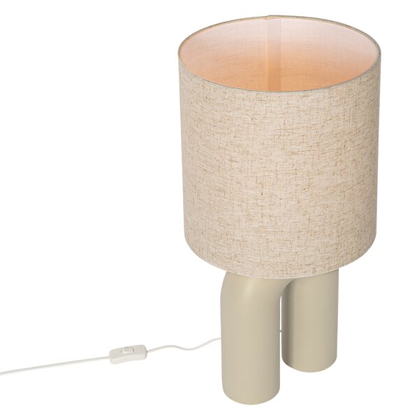 Designerska lampa stołowa beżowa z abażurem z lnu beżowym - Lotti