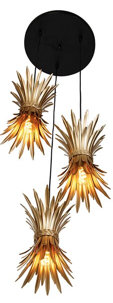 Lampa wisząca art deco złota 3-światłowa - Wesley
