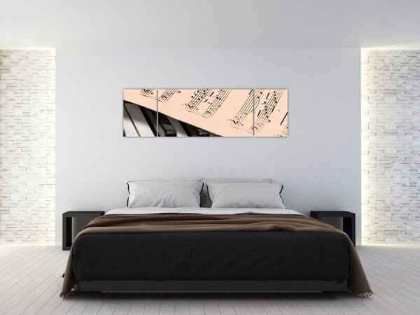 Obraz fortepianu z nutami (170x50 cm)