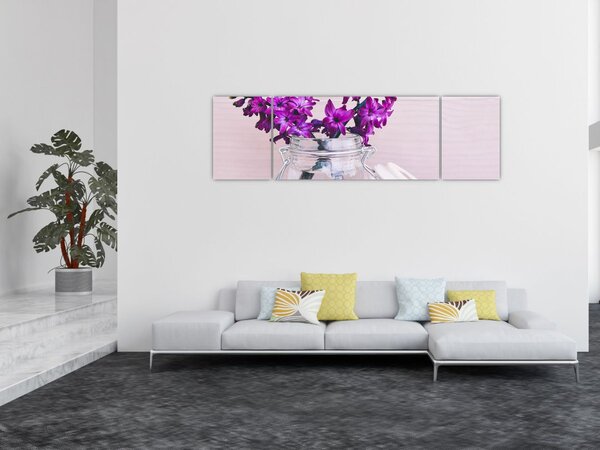 Obraz fioletowych kwiatów (170x50 cm)