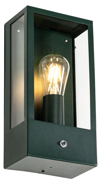 Lampa ścienna zewnętrzna ciemnozielona z czujnikiem zmierzchu IP44 - Rotterdam