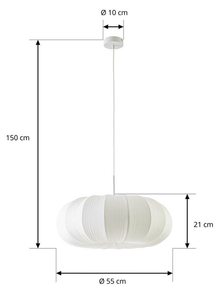 Lampa wisząca Marielle Lindby, możliwość ściemniania, biały / opal, salon / jadalnia, tkanina / materiał / jedwab, skandynawski