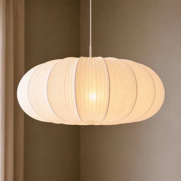 Lampa wisząca Marielle Lindby, możliwość ściemniania, biały / opal, salon / jadalnia, tkanina / materiał / jedwab, skandynawski