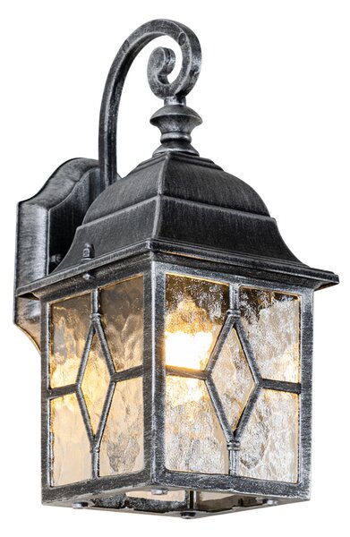 Romantyczna zewnętrzna lampa ścienna w stylu antycznym srebrnym - London