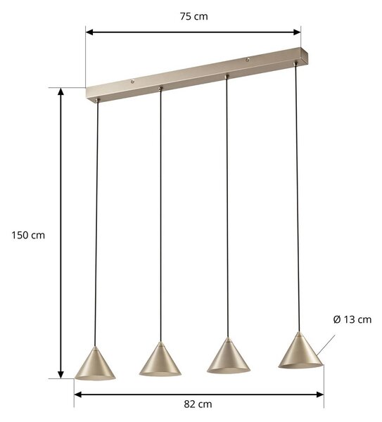 Lampa wisząca Rhodes Lucande, możliwość ściemniania, aluminiowy / szary / cynkowy, salon / jadalnia, metal, nowoczesny